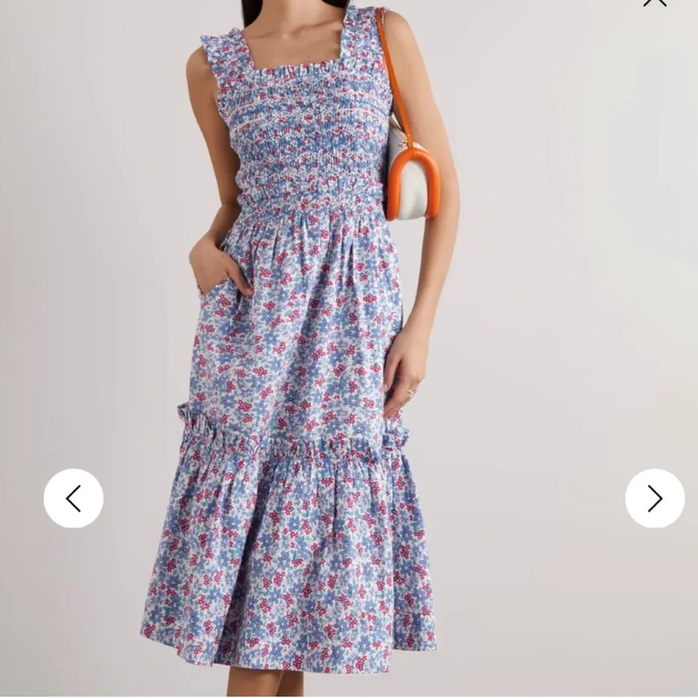 SEA New York Women's Peggy Blue Mid Calf Summer Midi Dress Size Medium - Picture 2 of 10